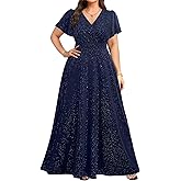Pinup Fashion Women Plus Size Formal Dresses - Evening Gowns Wedding Guest Glitter Prom Long Dress