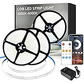 Yeewhale COB LED Strip Lights 100ft,6000K DC 24V Dimmable White Flexible LED Rope Lights for Bedroom,with Remote and app Control LED Lights Strip for Living Room, Shelf, Cabinet