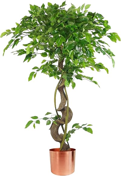 Leaf Realistic Ficus Tree Twisted Copper 120 cm Indoor Plant