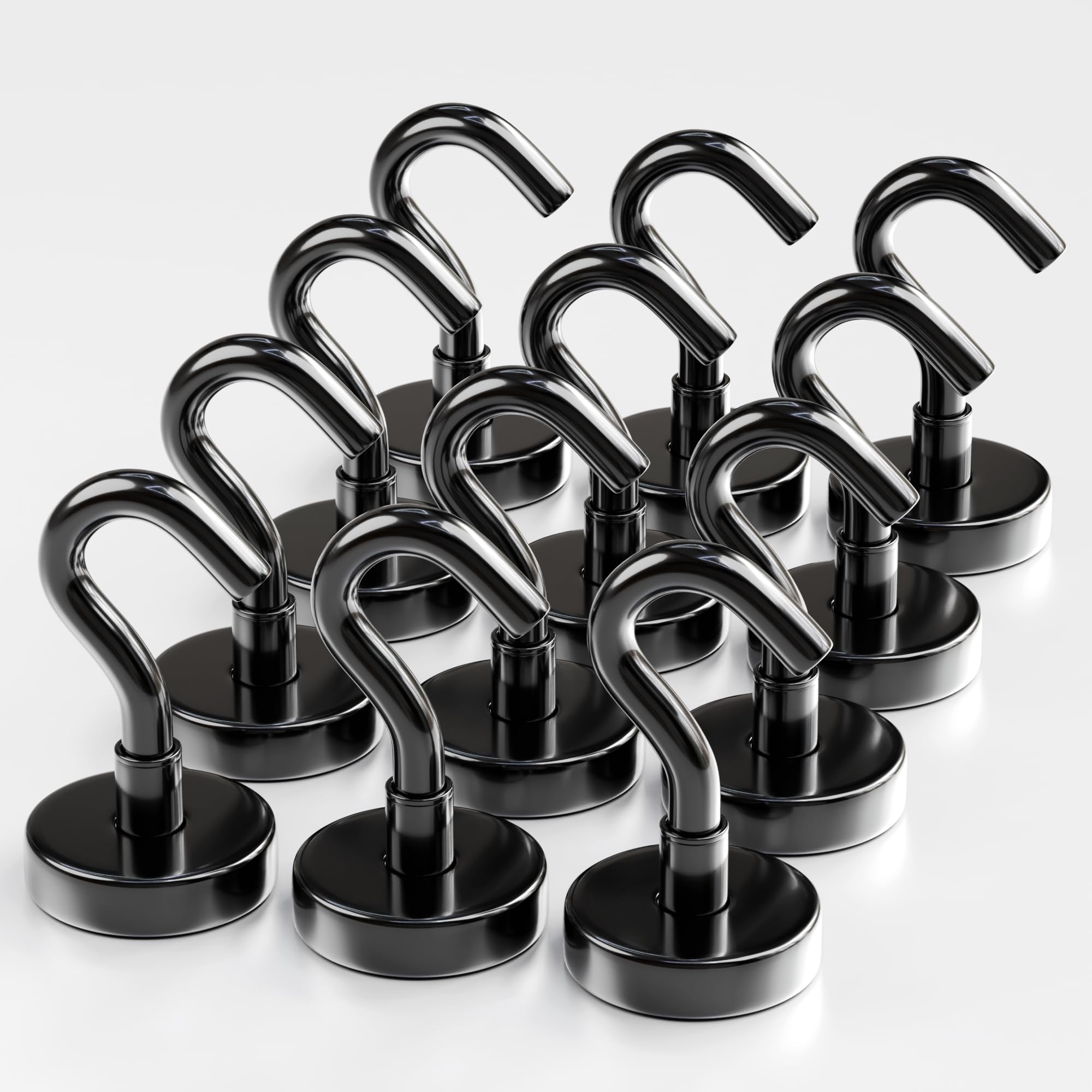 Photo 1 of Magnetic Hooks 40 LBS (Pack of 12 Black) - Heavy Duty Neodymium Hooks for Outdoor & Backyard Use - Strong Rare Earth Magnets for Cruise Cabins - Magnetic Hooks for Kitchen & Refrigerators