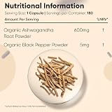WeightWorld Organic Ashwagandha Capsules 600mg 180 Caps with Black Pepper view 6