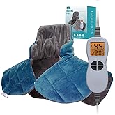 Ruqiji 19" x 24" Weighted Neck&Shoulder Heating Pad, 2.5lbs with 12 Temperature Settings&Countdown timer,Pain Relief for Neck/Shoulders/Menstrual Pain, Christmas Gifts for Women Men Mom Dad(Gray/Blue)