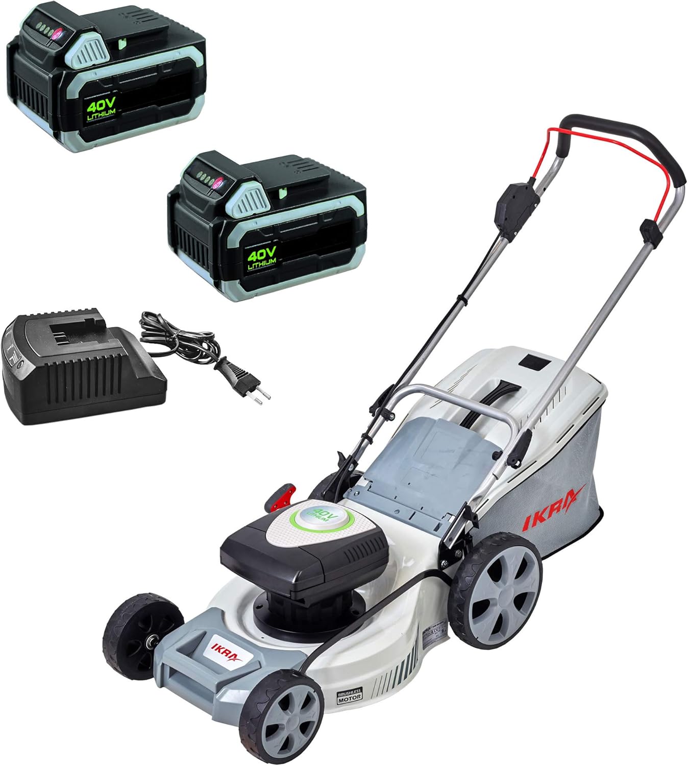 IKRA Akku Rasenmäher Mulchmäher IAM 40-4625S Radantrieb TwinPower inkl. 2x40V Akku & Ladegerät, Schnittbreite 46cm