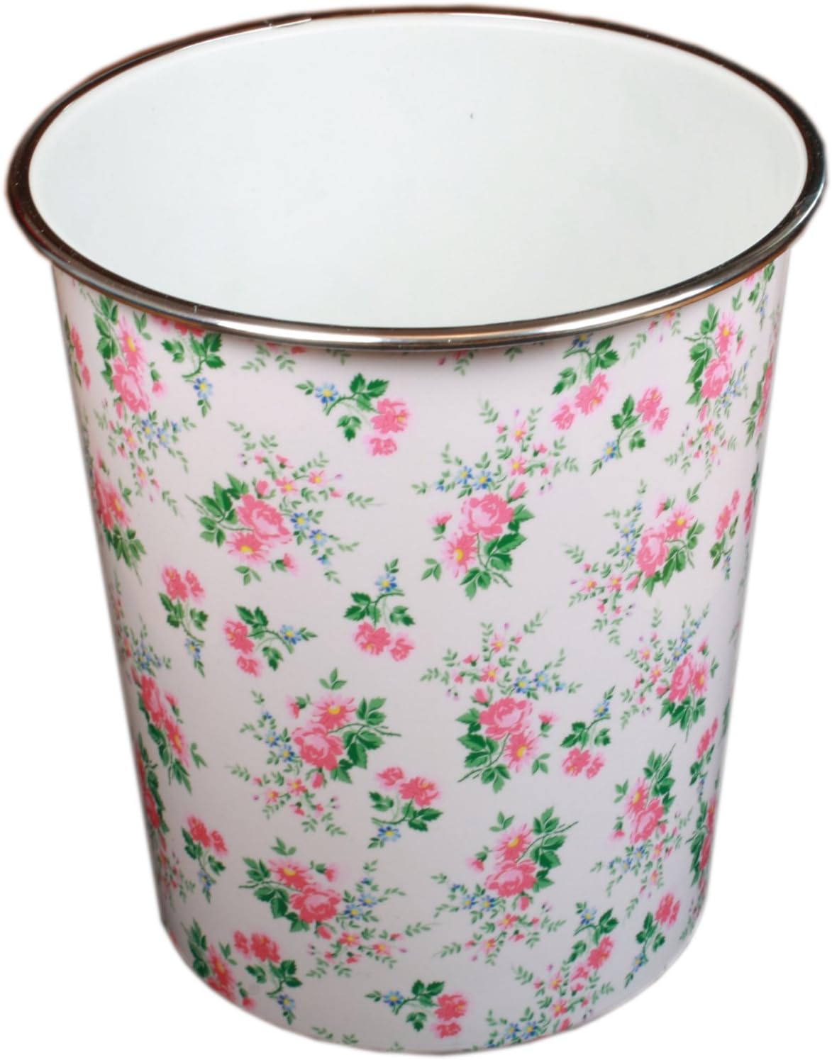 Vintage English Summer Flower Waste Paper Bin Pink Flower on Pink Background Amazon.co.uk