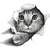 3D Peek-a-Boo Cat Stickers 5.5-Inch 2-Pack, Glossy Vinyl Car Stickers Car Decals, Easy Self-Adhesive Bumper Stickers, Durable Decals for Vehicles, Laptops, Walls