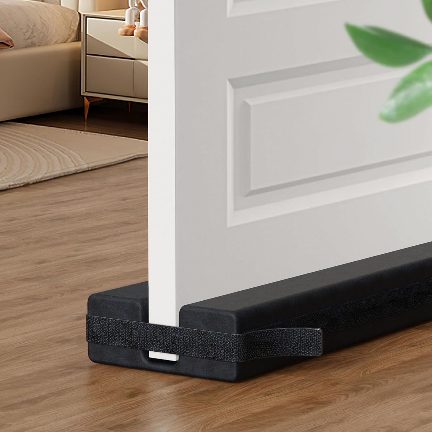 Draft Stoppers - ASWEI Under Door Draft Stopper, 34.5x2'' Door Stoppers for Bottom of Door, Two Side Adjustable Foam Under Door Noise Stopper Block Cold Air and Noise, Door Sweep Easy Install, Not Damage Door (Black)