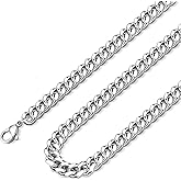Monily Stainless Steel Mens Cuban Link Chain Silver 18K Gold Chain for Men Hip Hop Mens Jewelry