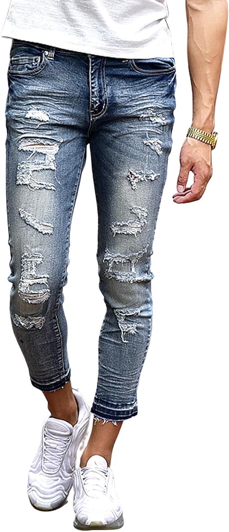 ジョーカーセレクト Joker Select アンクルデニムパンツ メンズ クロップド ダメージ ジーンズ 通販 Amazon