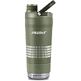 VALESKA Shaker Bottle for Protein Mixes with Storage | 24oz Insulated Stainless Steel Protein Shaker, BPA Free, Leak Proof, Dishwasher Safe, Perfect for Protein Shakes and Pre Workout | Green