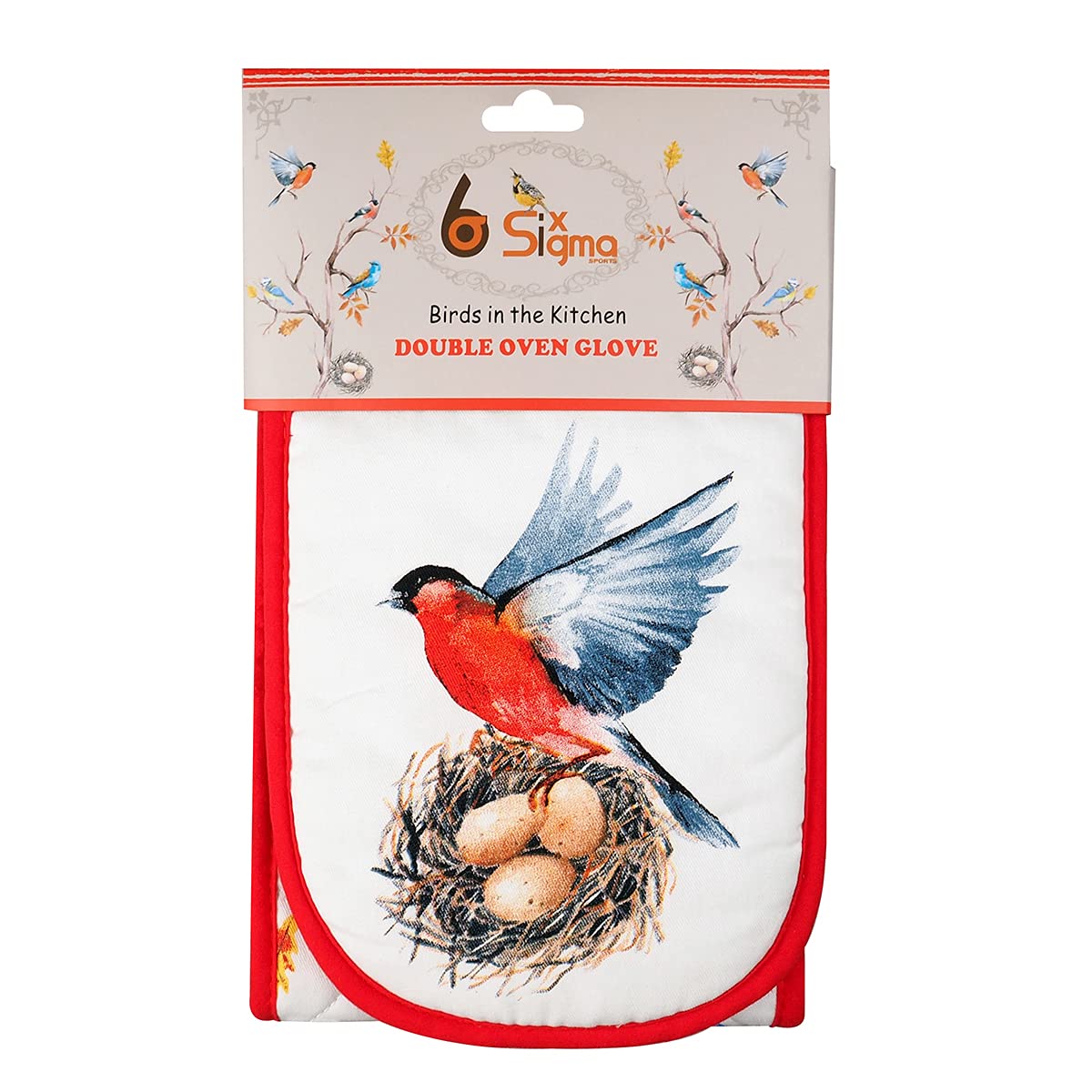 Sterling Sports Double Oven Gloves Heat Resistant Oven Mitts - Premium Cotton Novelty Gloves For Cooking, BBQ & Baking For Women & Men (Dawn Chorus)