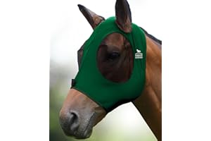 Harrison Howard Super Comfort Stretchy Fly Mask Large Eye Space with UV Protection Soft on Skin with Breathability Deep Green Extra Full Size