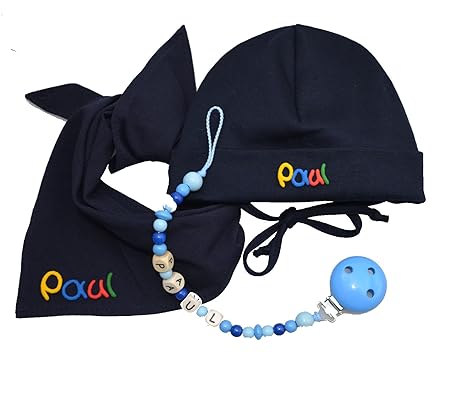 Babygeschenkset on Tour marine, Taufgeschenk Jungen, Babygeschenke mit Namen, Geschenkset Junge, 3-teilig, Babymütze mit Nick