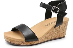 DREAM PAIRS Women's Open Toe Buckle Ankle Strap Platform Wedge Sandals Women 2025