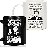 Breezy Valley Mom and Dad Mugs Gifts for Parents from Daughter Son - New Parent Gifts for Mommy Daddy from Children Kids, Funny Birthday Anniversary Mom and Dad Coffee Mugs Set Gift Ideas