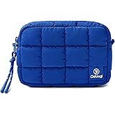 DOYOGI Quilted Cosmetic Bag, Puffer Makeup Bags, Crossbody Purses for women,Cute Travel Toiletry Bag for Women (Blue)
