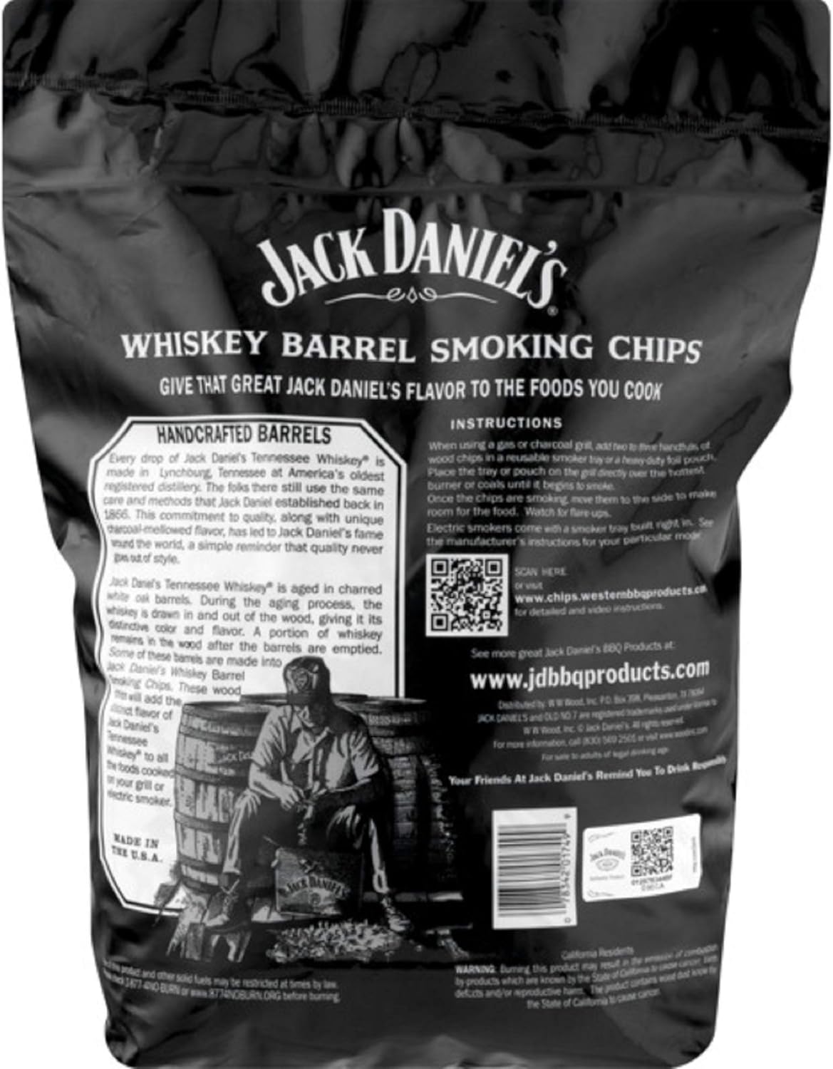 Jack Daniel's Tennessee Whiskey Barrel Smoking Chips, 180 CU IN : Smoker Chips : Garden & Outdoor