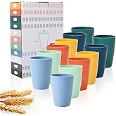 Lazycorner Wheat Straw Cup 12 Pcs Drinking Glasses Unbreakable Drinking Cup Reusable Water Plastic Glasses Tumblers with 6 Colors (12 oz)