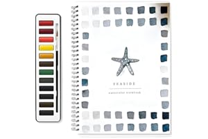 LIGIDAR Watercolor Workbook, Beginner-Friendly Birds Watercolor Workbooks, 12 Colors Watercolor Paint Set with Paint Brush (Seaside)