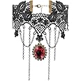 iWenSheng Halloween Costumes Jewelry for Women - Steampunk Black Lace Choker Necklace Gothic Jewelry Accessories, Vampire Choker Necklace Costume for Teen Girls