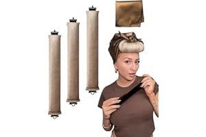 YOSHUYUKI Jumbo Heatless Hair Curlers for Long Hair Overnight Wavy Hair Curlers Blowout Rods Heatless Curls Curling Headband No Heat Hair Rollers for Long Hair Volume Blow Out Women Hair Waver Tool Khaki