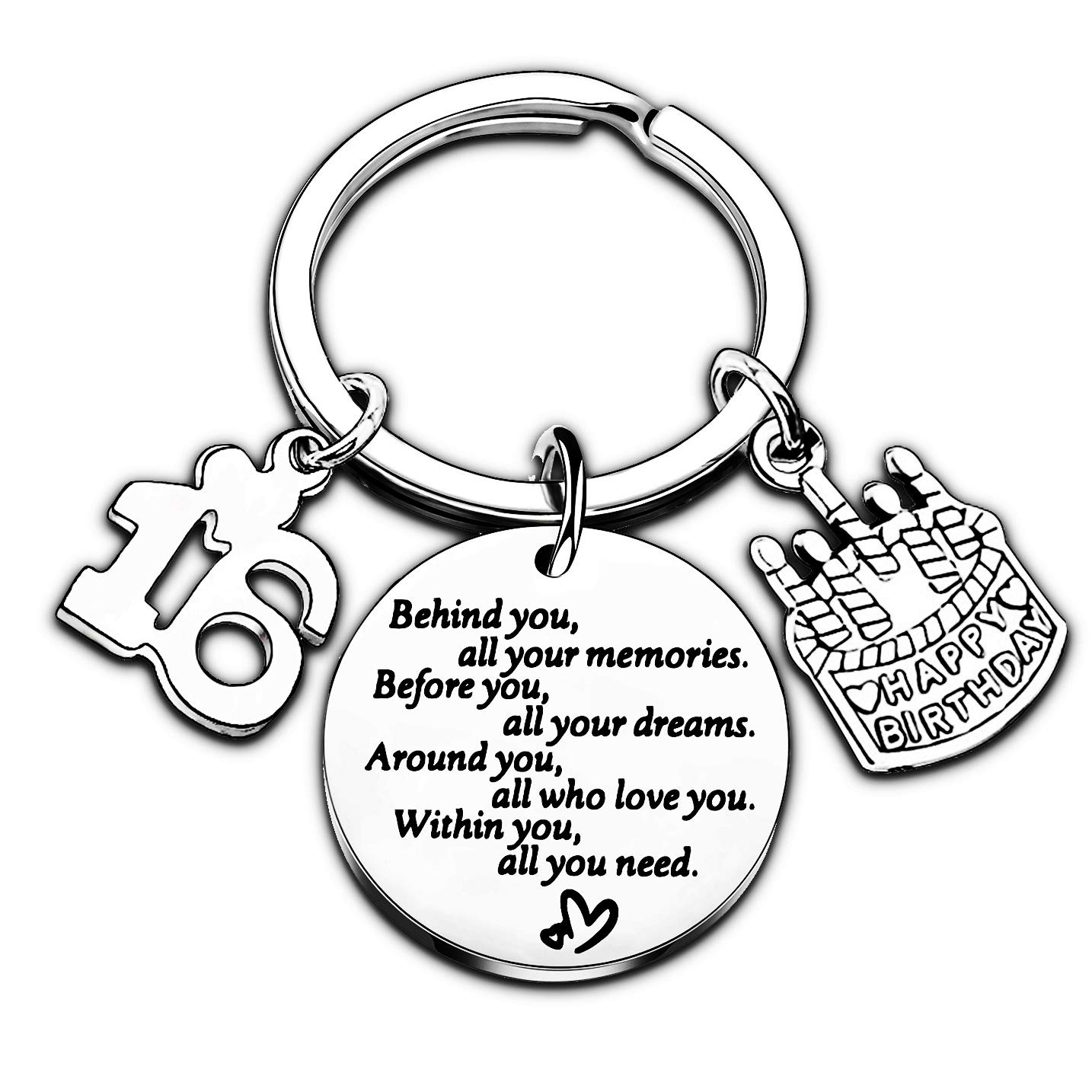 Nimteve Birthday Keyring Birthday Gifts Key Ring Gifts For Women Girls Gifts Inspirational Keychain Gifts For Mum Daughter Sister Christmas Gifts (16th)