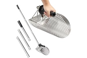Run Pmy Long Handle Sand Scoop, for Mom，Heavy Duty 304 Stainless Steel Metal Detecting Sand Scoop with Long Handle Sand Sifter ﻿