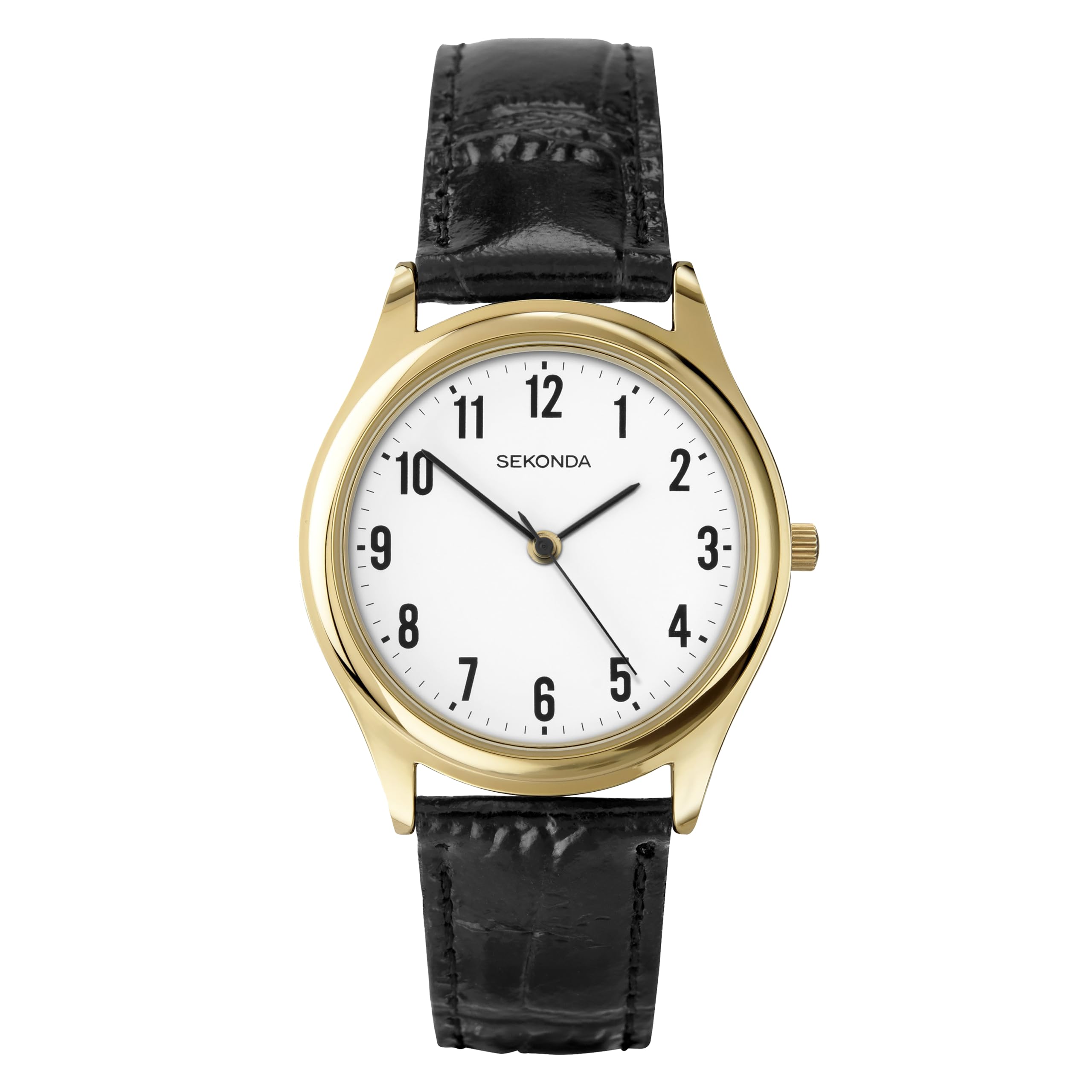 Sekonda Men's Quartz Watch with White Dial Analogue Display and Black Leather Strap 3623.27