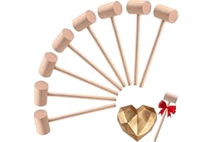 CJFOCUS 16 Pack Mini Wooden Hammer for Chocolate Breakable Heart, Seafood Shellfish Crab Lobster Cracking Tool, Small Solid Hardwood Mallet, Craft Tools, Party Game Props