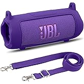 khanka for JBL Flip 7 Waterproof Portable Bluetooth Speaker Silicone Case,Soft Protective Sleeve Cover with Shoulder Strap for JBL Flip 7 Speaker (Purple)