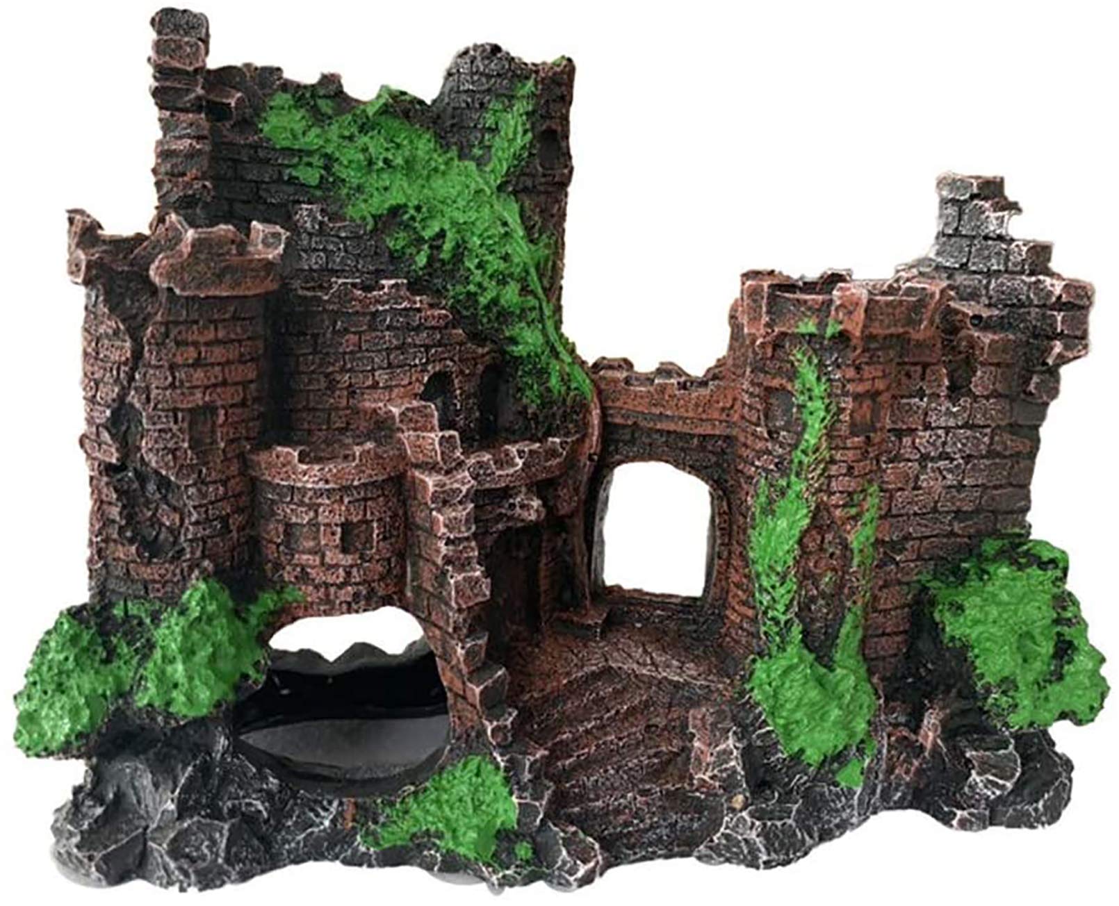 PINVNBY Castle Aquarium Decoration Resin Fish Tank Accessories Shrimp Hideout Place for Tiddler Swim Through