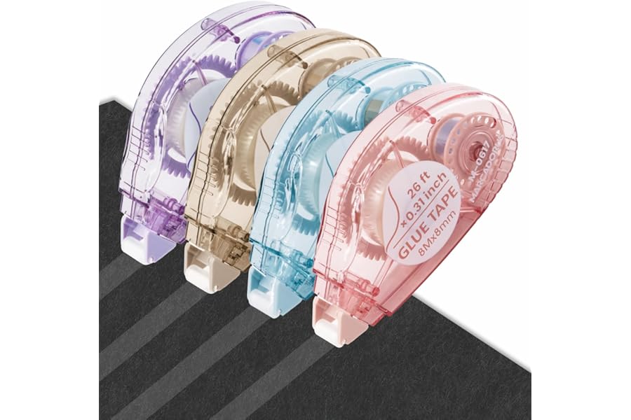 Glue Tape for Scrapbooking, Scrapbook Tape 4 Pcs, Double Sided Tape Roller for Crafts, 26 Ft x 0.31 In Tape Runner, Junk Journal Supplies, Scrapbook Supplies & Craft, Photo, Card Making Supplies.