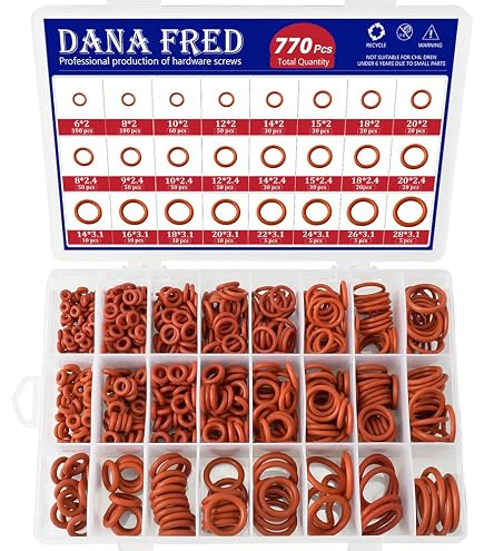 225-Piece Red Silicone O-Ring Assortment Kit – Metric VMQ Gasket Seals