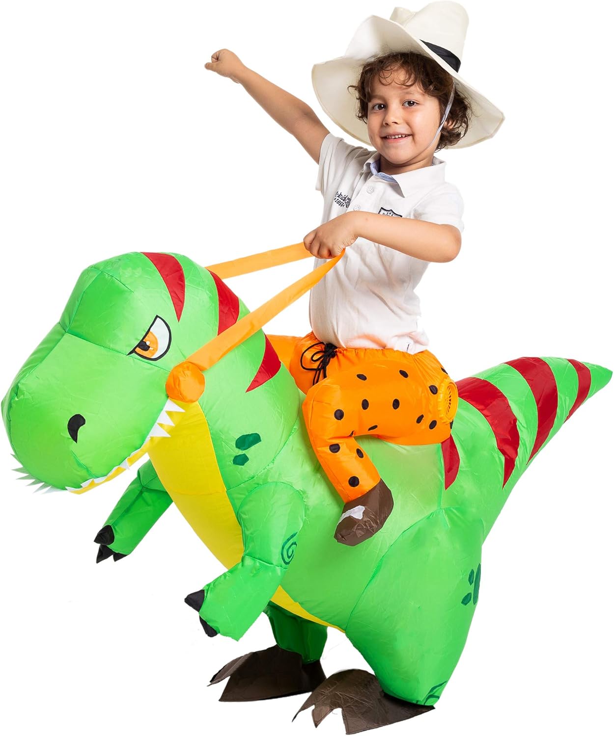 Spooktacular Creations Halloween Inflatable Costume Ride a T-rex Dinosaur Air Blow-up Deluxe Halloween Costume - Child (4-6 Yrs): Clothing