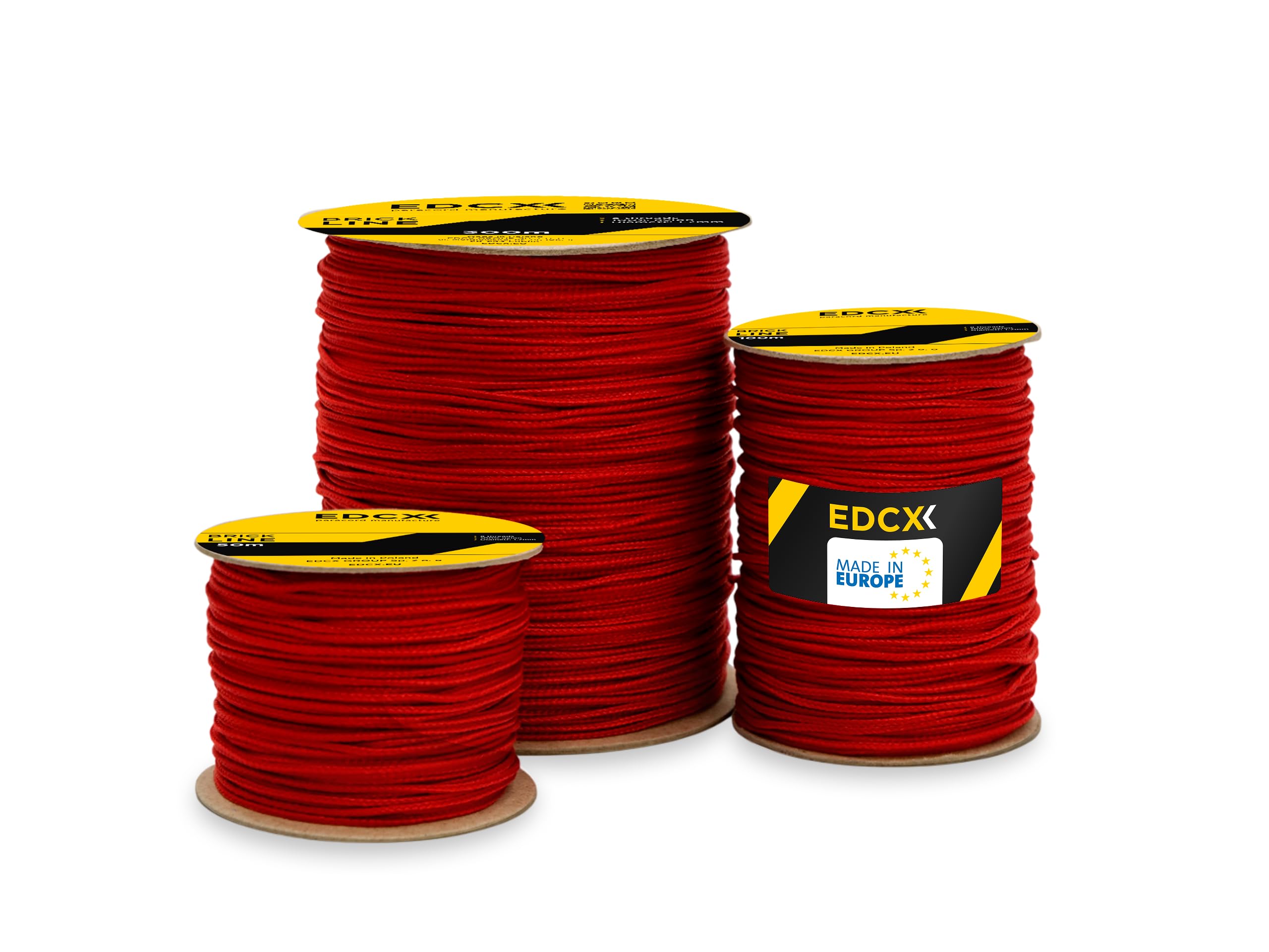EdcX Mason's Cord ⌀1,7mm | 50m, 100m and 300m | Nylon | Brick Line, Mason Line Level for Construction, Gardening, DIY | Tear-Resistant, Weatherproof, Low Stretch Utility Cord (Red, 100 m)