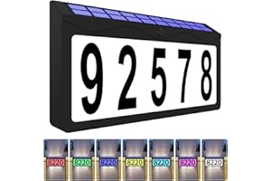 IVWVI Solar Address Sign, Lighted Address Plaque Outdoor Waterproof, Illuminated RGBW Color Address Numbers, House Numbers for Home Street Mailbox Outside