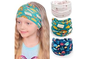Bohend Girls Headbands Wide Knotted Hair Bands 3Pcs Non Slip Elastic Cute Head Bands Workout Yoga Sweatband Hair Accessories for Girls and Kids (G)