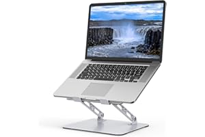 Gogoonike Laptop Stand for Desk, Adjustable Laptop Riser, Metal Foldable Computer Stand Holder Portable Notebook Mount, Ventilated Cooling Printer Stand Compatible with 10-15.6” Laptops