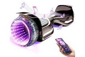 SISIGAD 6.5" Chrome-Plated Electric Scooter with Bluetooth & Flashing LED Tires & Light-Up Motors, All Terrains for Boys Girls Kids Teens Adults