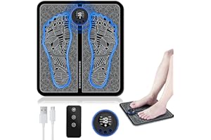 SUFEASDF EMS Foot Stimulator for Improve Muscle Performance and Temporary Pain Relief, EMS Foot Massager with Remote Control, Electrode Pad, LCD Display Screen