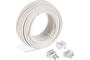 Aniai 18/2 SPT-1 Wire 50FT with 3PCS Vampire Plugs - Low Voltage Landscape Wire Electrical Wire - 18 Gauge Electrical Wire 2 Conductor - White