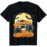 Kids Monster Truck Halloween Jack O Lantern Moon Pumpkin Toddler T-Shirt