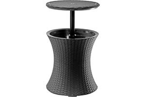 Keter Pacific Cool Bar Outdoor Patio Furniture and Hot Tub Side Table with 7.5 Gallon Beer and Wine Cooler, Dark Grey