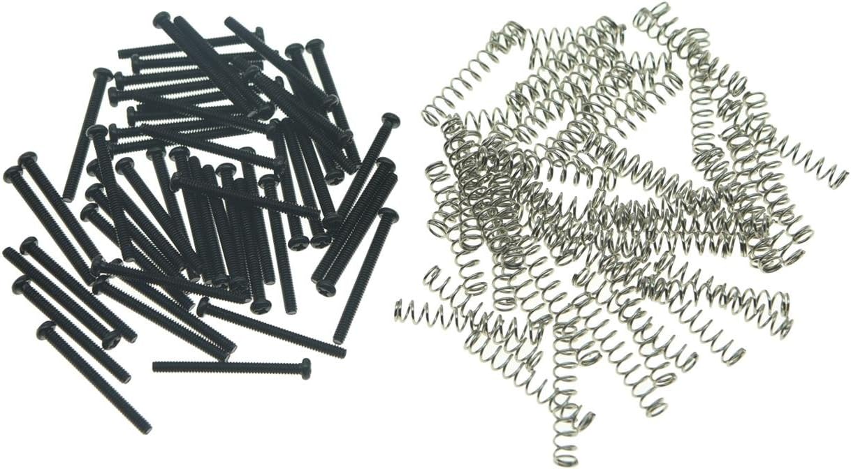 KAISH 50pcs American Thread Humbucker Pickup Height Screws Guitar Humbucker Pickup Screws with Springs for Gibson/EMG/Seymour Duncan/Dimarzio Black