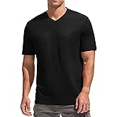 JEEGAL Men's V-Neck T-Shirt - Premium 95% Cotton 5% Spandex Soft Slim Fit Tee, Breathable Moisture Wicking for Casual Workout