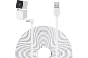 delilyn 25FT/7.5M Power Extension Cable Compatible with WYZE Cam Pan V3, 90 Degree Micro USB Extension Charging Cable for Your WYZE Cam Pan V3 Continuously, L-Shaped Flat Power Cord-White