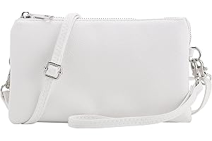 B BRENTANO Vegan Leather Multi-Pocket Crossbody Purse/Clutch with Card Slots, Removable Wristlet & Adjustable Shoulder Strap