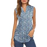 Halife Women's Sleeveless Floral Print V Neck Tunic Tank Tops Blouse Shirts