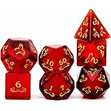 Haxtec Gemstone Dice DND Dice Set D20 D12 D10 D8 D6 D4 for D&D Dungeons and Dragons TTRPG DND Master Gift-Red Zircon