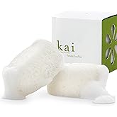 kai Body Buffer – 2 Count exfoliating Bath sponges with Built-in Cleanser, Gardenia Scent, Vegan & Cruelty-Free | Gently exfoliates & cleanses | Made in The USA