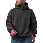 Huzeiwu Mens Acid Wash Hoodies Oversized Hooded Pullover Sweatshirt | Unisex, Vintage Distressed , Fleece Lining, Drop‑Shoulder, Baggy Loose Fit, Soft Cozy, Fall Winter Warm Fashion, Streetwear